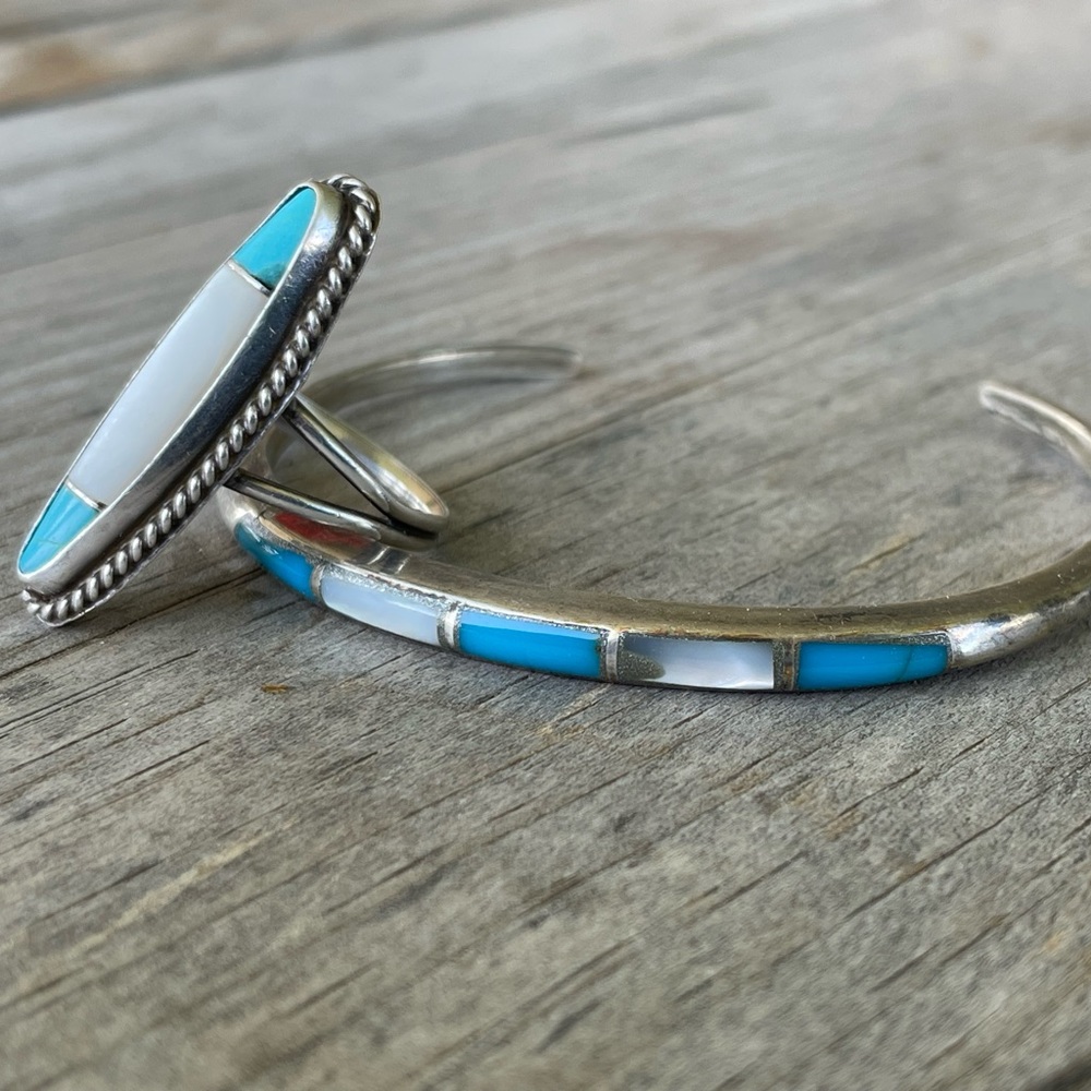 Turquoise and Silver Ring and Bracelet